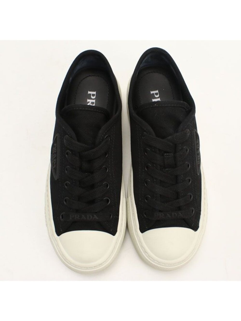 Prada Low Cut Triangle Logo Sneakers Cotton - Picture 9 of 9